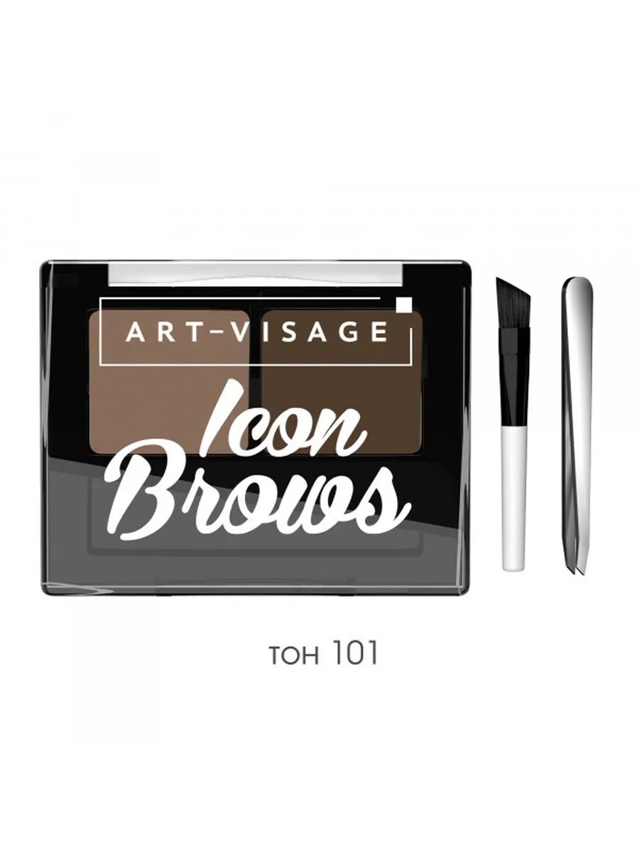 Art-Visage Тени для бровей Icon Brows, двойные, монохромные, тон №101, Шатен, 3,6 гр