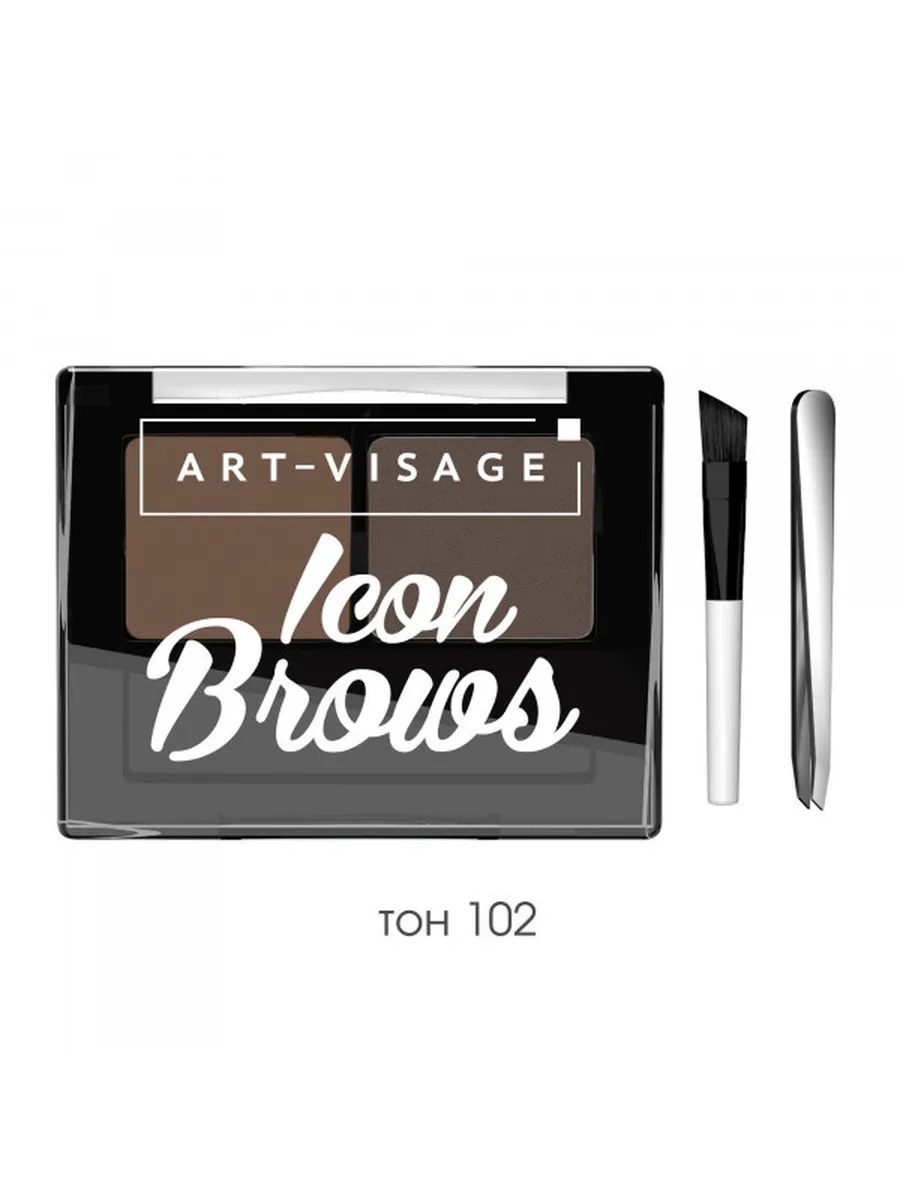 Art-Visage Тени для бровей Icon Brows, двойные, монохромные, тон №102, Брюнет, 3,6 гр
