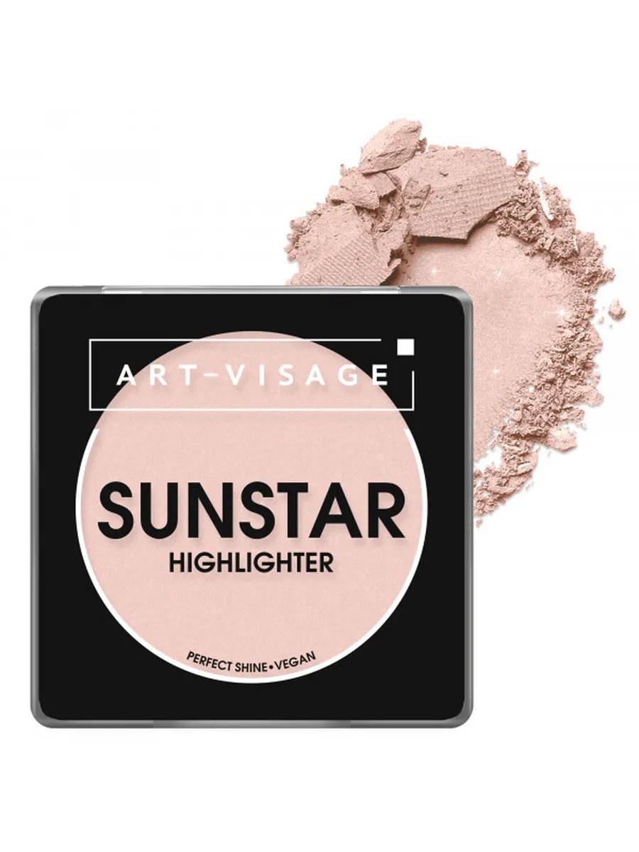 Art-Visage Хайлайтер для лица и тела Sunstar, пудровый, тон №102, Peach beige, 7 гр