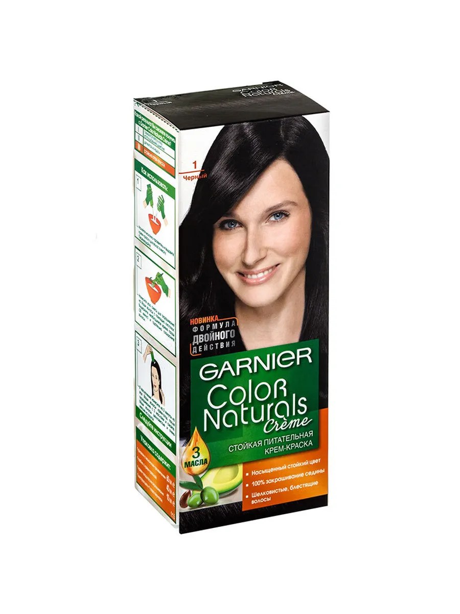Garnier Краска для волос Color Naturals, тон №1, Черный, 60/60 мл