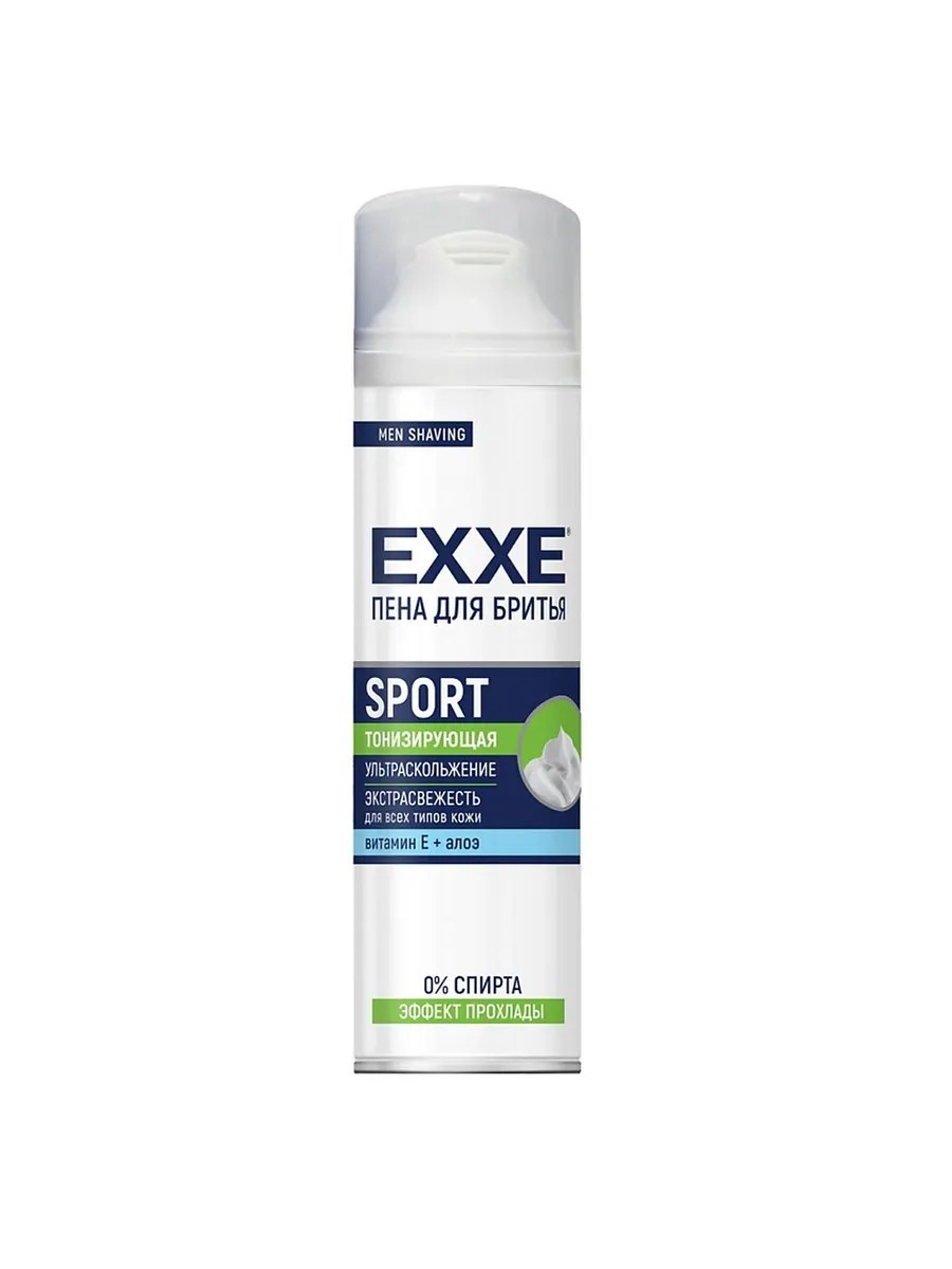 EXXE Men Пена для бритья Sport Energy Cool Effect, тонизирующая, с алоэ и витамином Е, 200 мл