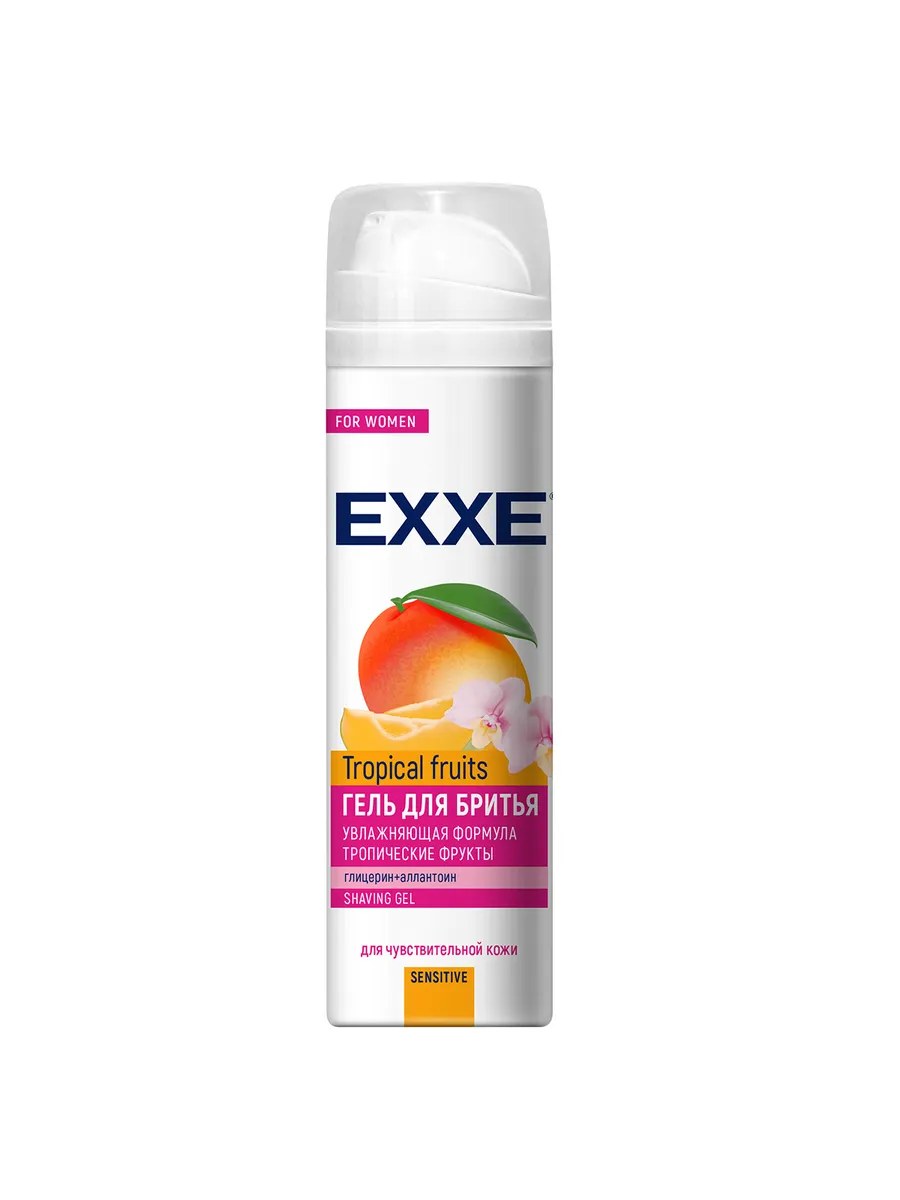 EXXE Гель для бритья Sensitive Tropical fruits, женский, увлажняющий, для чувствительной кожи, 200 мл