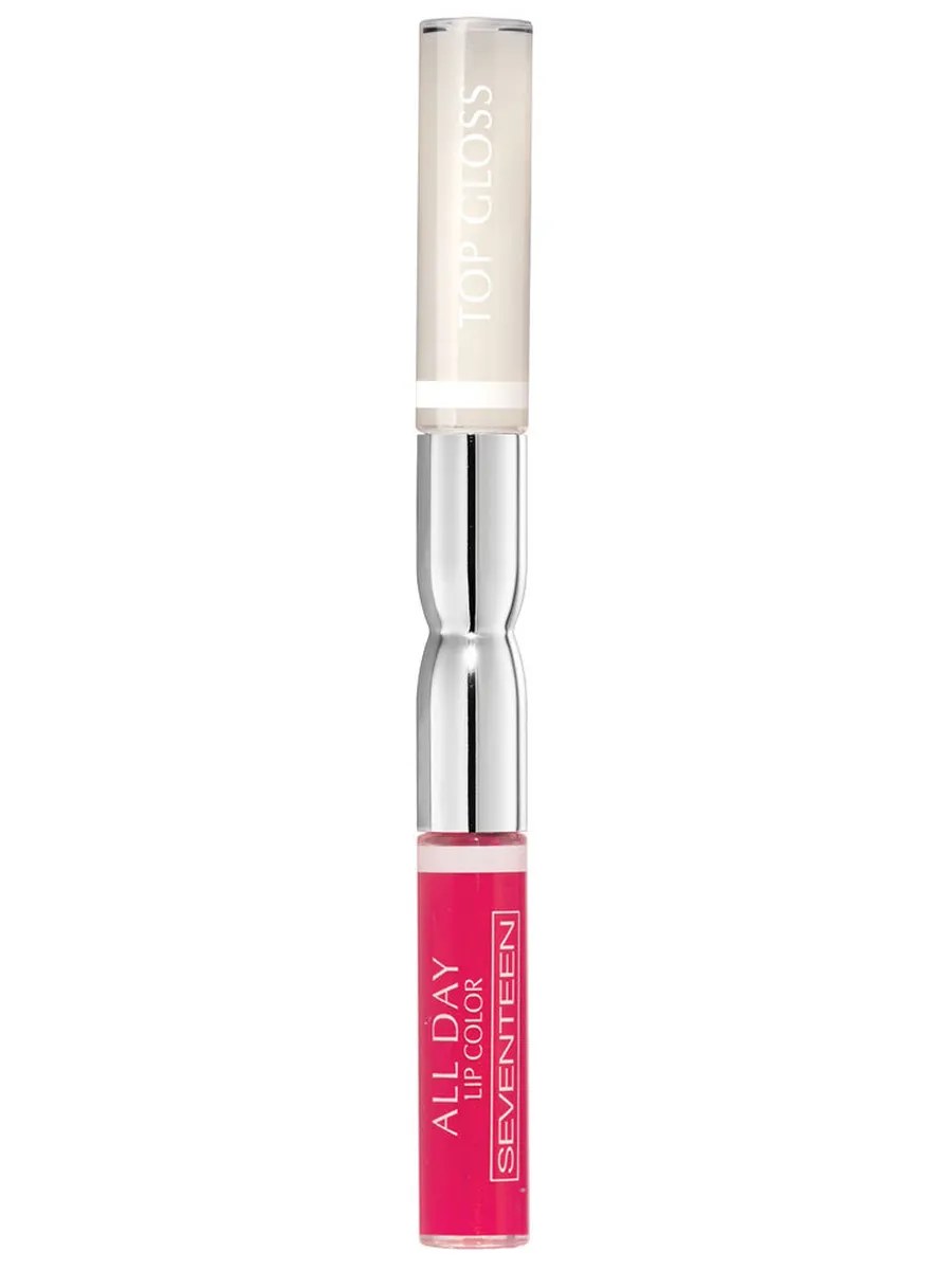 Seventeen Помада-блеск для губ All Day Lip Color&Top Gloss, жидкая, стойкая, тон №57, Розовая иллюзия, 7 мл