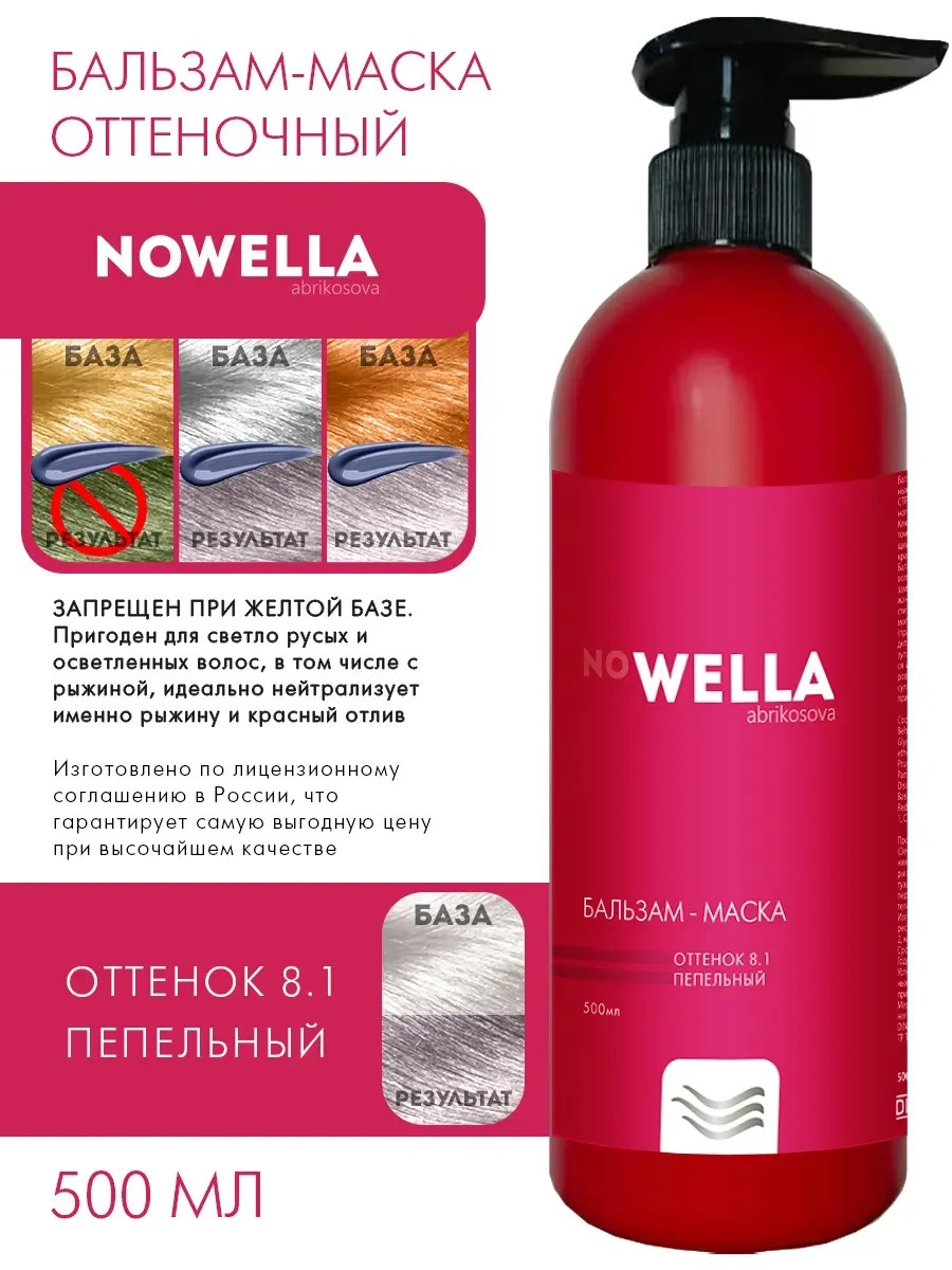 NOWELLA Бальзам-Маска, оттенок 8.1 Пепельный, 500мл