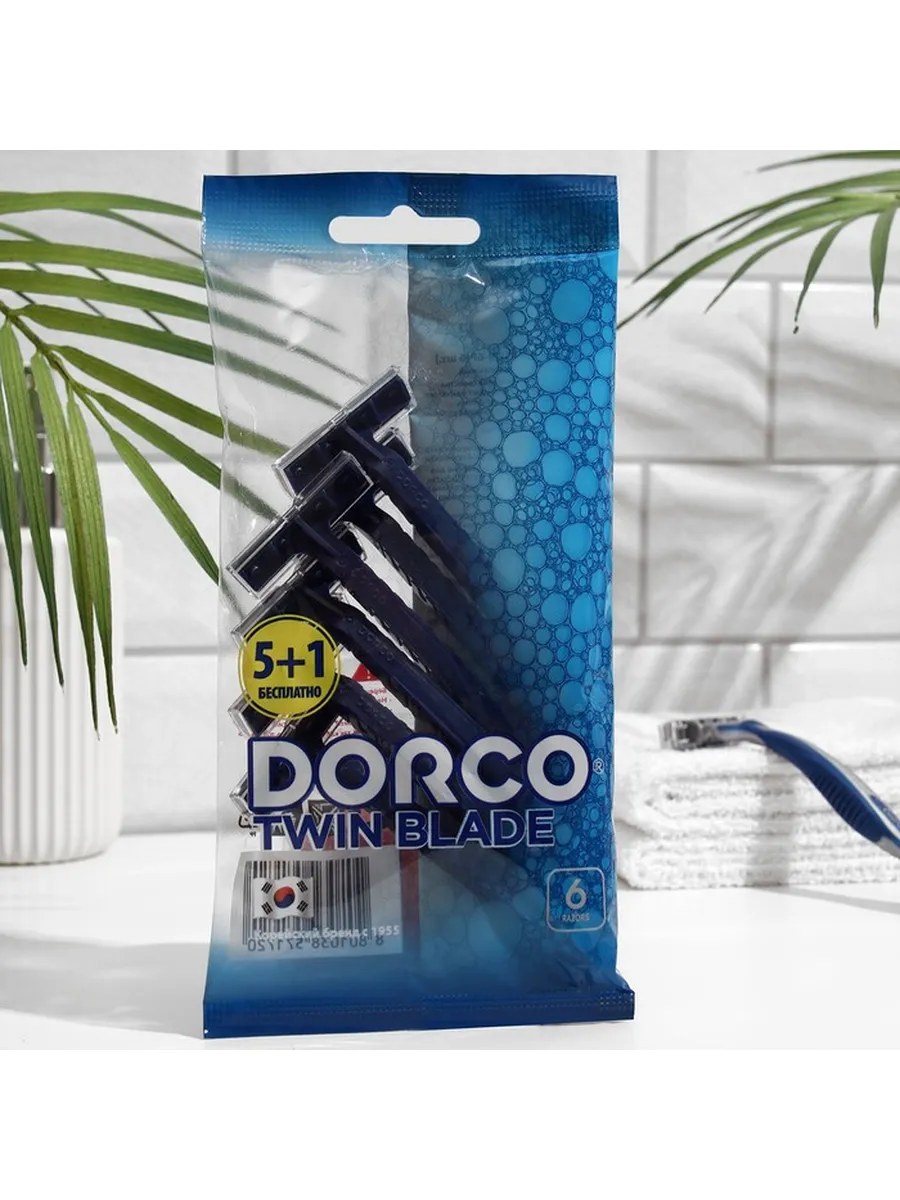 Dorco Станок бритвенный Blade 2, одноразовый, (5 шт + 1 шт в подарок)
