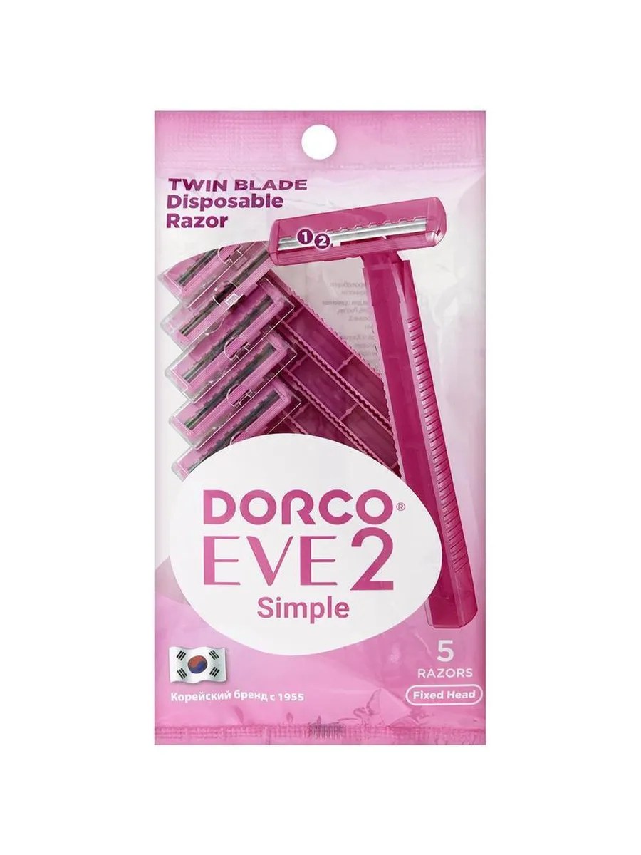 Dorco Станок бритвенный EVE 2 Simple, одноразовый, с увлажняющей полоской, 5 шт