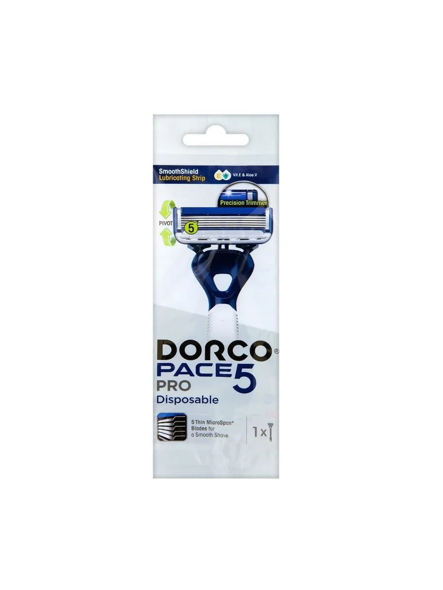 Dorco Станок бритвенный PACE 5 Pro, одноразовый, плавающая головка, с увлажняющей полоской