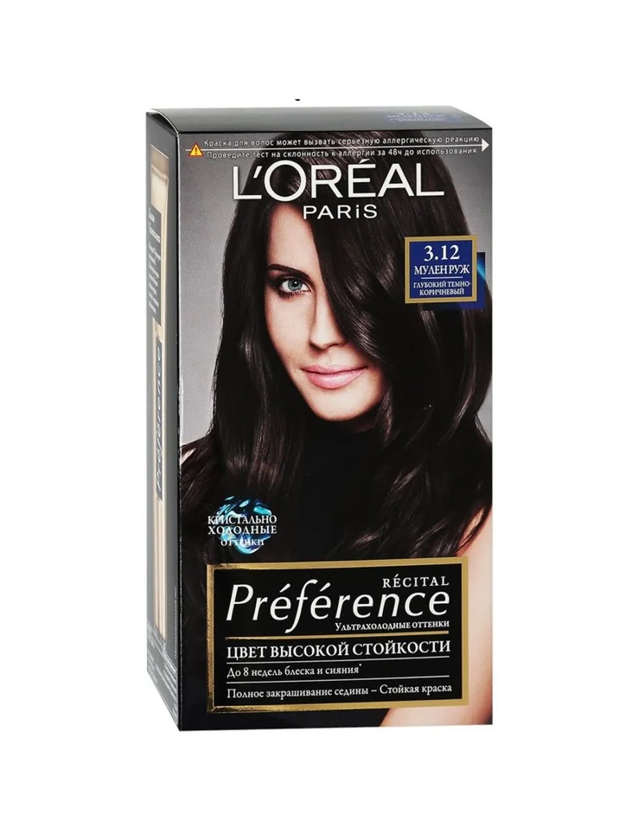 L'Oreal Paris Краска для волос Preference Recital, тон №3.12, Мулен Руж, 40мл